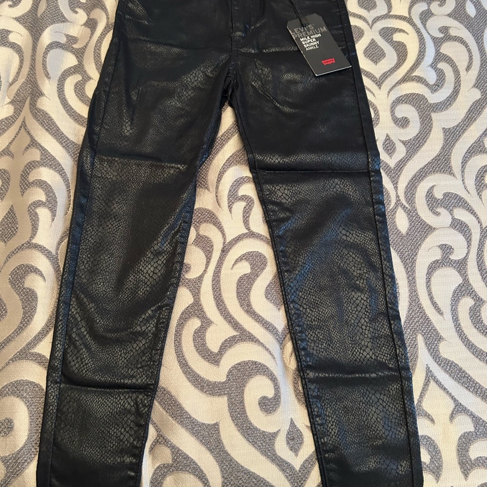 Levis Black Faux Leather Pants 26